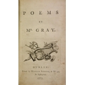 Gray (Thomas) Poems by Mr. Gray, sm. 8vo D. (Wm. Sleater, Castle Street) 1775, First Dublin Edn., en... 