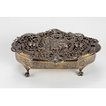 An attractive pierced decorated silver shaped Box, designed with horse drawn carriage, bells, angels... 