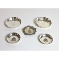 A pair of heavy Irish silver Strawberry Dishes, and three other smaller similar Dishes, approx. 15 o... 