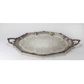 A fine quality heavy Victorian silver Serving Tray, with shell decorated rim and handles and attract... 