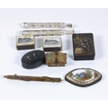 A collection of various Trinkets & Curios, including painted enamel lids, papier mache boxes, ma... 