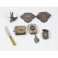 A collection of varied silver Trinkets, including a silver and enamelled Norwegian Match Box, c. 190... 