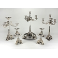 An important Victorian period Egyptian Revival style eight piece silver plated Table Suite, comprisi... 