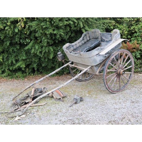 12 - A late 19th Century Pony Trap, with cushions, leather tack etc., by Donaghy Makers, Thurles. (a lot)