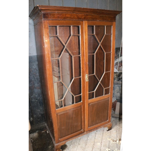 15 - A mahogany Chippendale style Wardrobe, with two glazed and panel doors, on bracket feet. (1)