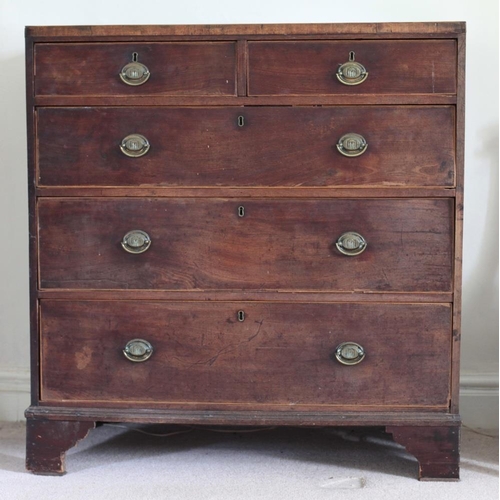 294 - An early 19th Century inlaid mahogany Chest, of two short and three long drawers with oval brass han... 