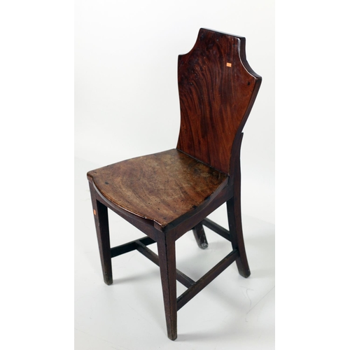 341 - A heavy 19th Century mahogany Hall Chair, with solid back and seat. (1)