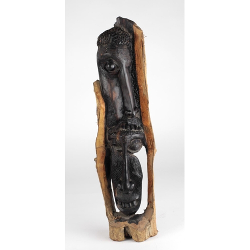 347 - Ethnographical: An unusual carved wooden Relief, possibly African (Congolese) with elongated noses, ... 