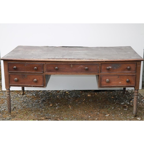 4 - A large Irish Nelson period mahogany Partners Desk, on turned legs, 183cms (72