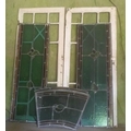 A collection of Stain Glass, and two antique diamond shaped Doors for press. (a lot)