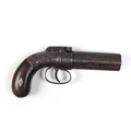 An antique c. 1857 cast steel and wooden handled six barrel pepperbox Pistol, by Manhattan Fire Arms... 