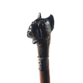 A Victorian period Novelty carved wooden Walking Stick, with automated pug dog head and silver mount... 