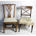 Five varied antique Georgian mahogany Dining Room Chairs,and  a small antique rectangular mahogany S... 