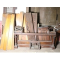 A Victorian carved walnut Church Organ, dismantled, some attractive figured panels etc. A lot, as is... 