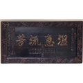 A 19th Century Qing Dynasty Chinese elm and back lacquered Shop Sign, of large proportion, the trell... 
