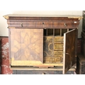 A late 17th Century / early 18th Century figured oyster walnut Secretaire Top, damaged, with two pan... 
