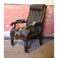 A good quality heavy carved William IV period mahogany Armchair, with deep buttoned back, sprung sea... 