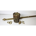 A collection of brass and other Curtain Poles, and brass Curtain Rings, as is. (1)