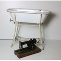 A Singer Table Sewing Machine, also a smaller ditto, an unusual enamel Child's Bath with tap outlet,... 