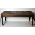 A large antique pine Table, with turned legs and another sim., together with a large wooden Food Saf... 