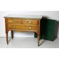 An oak and walnut Dressing Table, with two short and one long drawer; and a walnut Chest of three lo... 