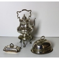 A good collection of antique silver Plateware, vegetable dishes, trays, basket, set of 4, two candle... 