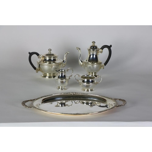 112 - A good heavy modern Irish silver, Celtic design Tea Service, with similar two handled tray, 5 pieces... 