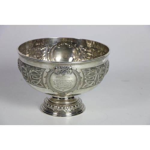 128 - Local InterestA very attractive large early 20th Century Irish Presentation silver Punch Bowl, profu... 
