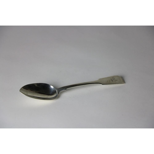 137 - An Irish silver rat-tail Serving Spoon, by James le Bass, c. 1829, with rampant lion crest, approx. ... 