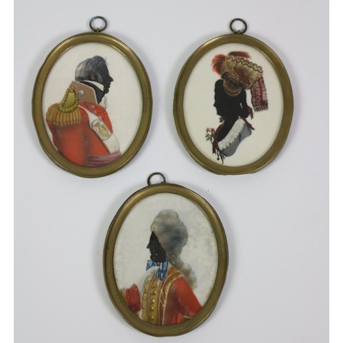 171 - Continental School Miniatures: A set of 3 oval miniatures, head and shoulders, one 