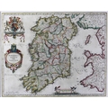 Map: Blaeu (Wm.) Hibernia Regnum Vulgo Ireland, c. 1635, hd. coloured copper engraving, approx. 40cm... 