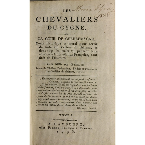 19 - de Genlis (Mme.) Les Chevaliers du Cygne ou La Cour de Charlemagne, 3 vols. 12mo Hamburg 1795; also ... 