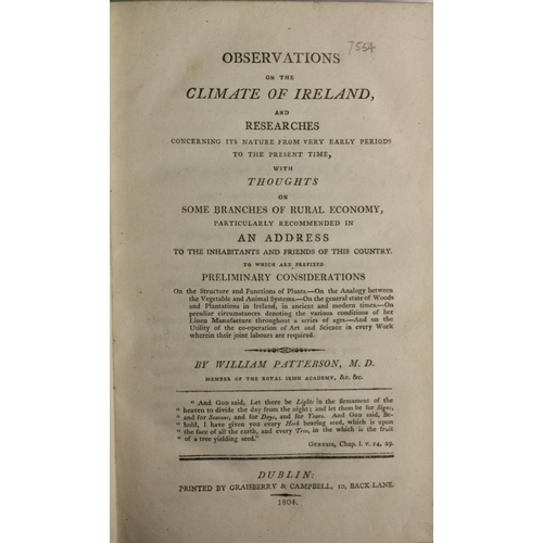 28 - Patterson (Wm.) Observations on the Climate of Ireland, and Researches.. with Thoughts on Some Branc... 