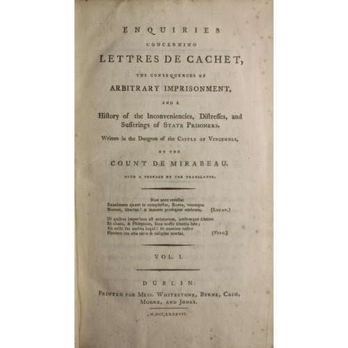 54 - de Mirabeau (Count) Enquires concerning Lettres de Cachet, The Consequences of Arbitrary Imprisonmen... 