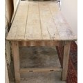 One large antique pine Kitchen Table, and two very good smaller similar ditto. (3)