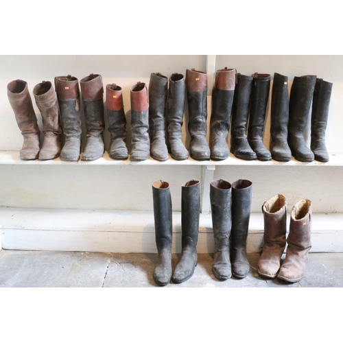 104 - A collection of leather Riding & Hunting Boots, 9 pairs, as is. As a lot. (1)