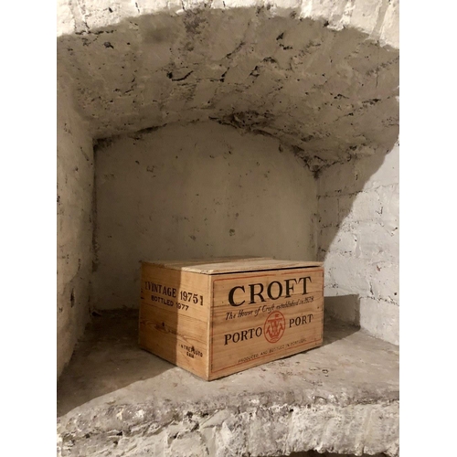 109 - Croft Port, Vintage 1975, bottled in 1977, wooden case 9 bottles only. (9)