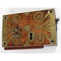 A very good heavy Georgian period brass bound mahogany Door Lock. (1)