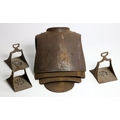 An antique heavy iron Lobster tail Armour back Plate, and a pair of heavy antique iron Stirrups, and... 