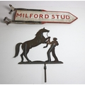 A copper Weather Vane, depicting a Horse and Groom, and a large cast iron Sign, 