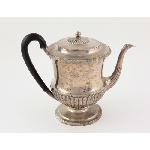 417 - An unusual large early 19th Century George III English silver Teapot, with gadroon edge, half reeded... 