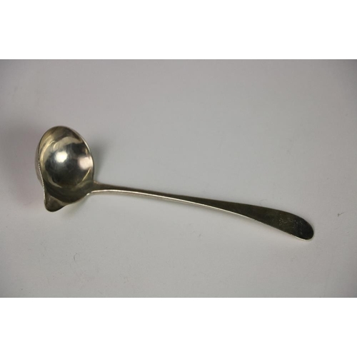 421 - An Irish Provincial silver crested Ladle, Limerick or Cork, with oval spouted bowl, 6