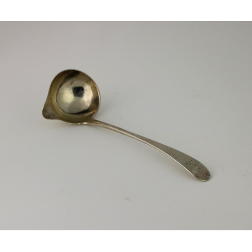 421 - An Irish Provincial silver crested Ladle, Limerick or Cork, with oval spouted bowl, 6