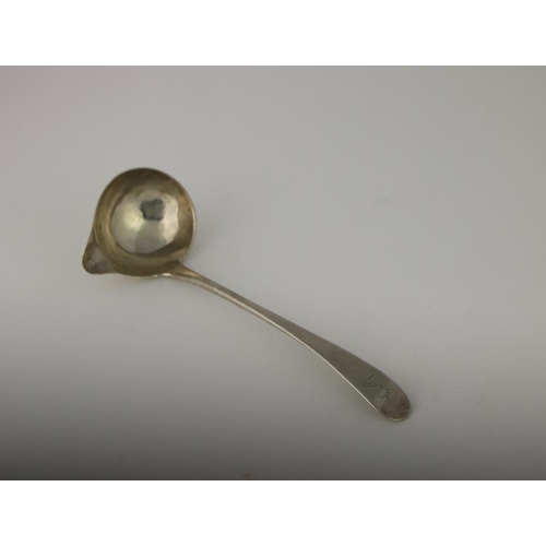 421 - An Irish Provincial silver crested Ladle, Limerick or Cork, with oval spouted bowl, 6