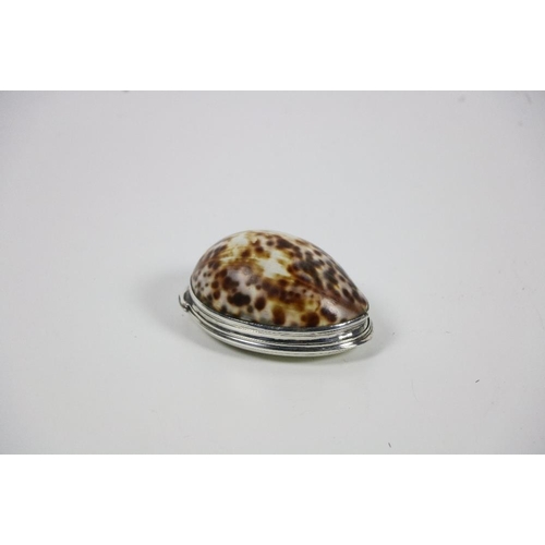 425 - A good Irish silver mounted Cowrie shell Snuff Box, by Aeneas Ryan Dublin c. 1800, 3 1/2