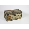 A large 18th Century hide covered Trunk, brass studded, and with initials D.R., and a smaller dome t... 