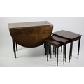 A mahogany nest of three Tables, on turned tapering legs, together with an antique mahogany fall lea... 