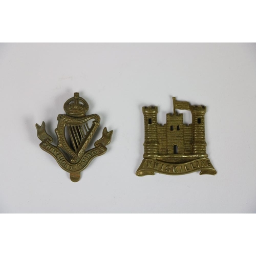 657 - A Connaught Rangers brass Cap Badge, together with a Inniskilling Militia ditto. (2)