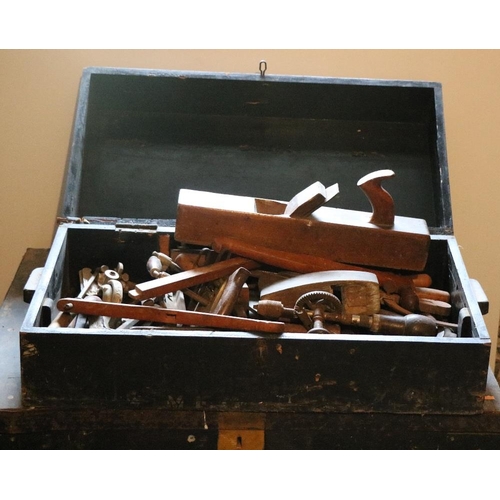 74 - A good collection of old wooden Estate Carpenter's Tools, in original wooden box. A lot, w.a.f. (1)