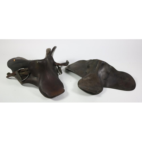 76 - A good leather Saddle, by Barnsby & Son, and another similar ditto by Owen & Co., with iron ... 